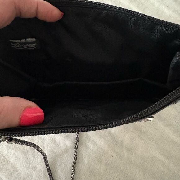 Brighton Black Croc-Embossed Crossbody Clutch with Silver Accent - Picture 5 of 6